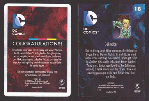 2012 DC Comics The New 52 Base Card Printing Plate 1/1 #18 Dollmaker Magenta   - TvMovieCards.com