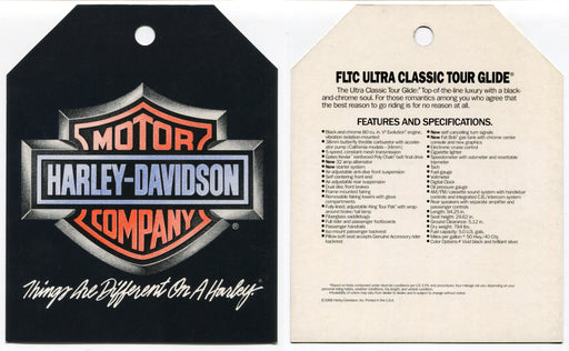 1989 Harley Davidson FLTC Ultra Classic Tour Glide Dealer Hang Tag   - TvMovieCards.com