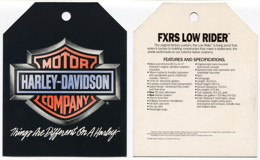 1989 Harley Davidson FXRS Low Rider "Things Are Different" Dealer Hang Tag   - TvMovieCards.com