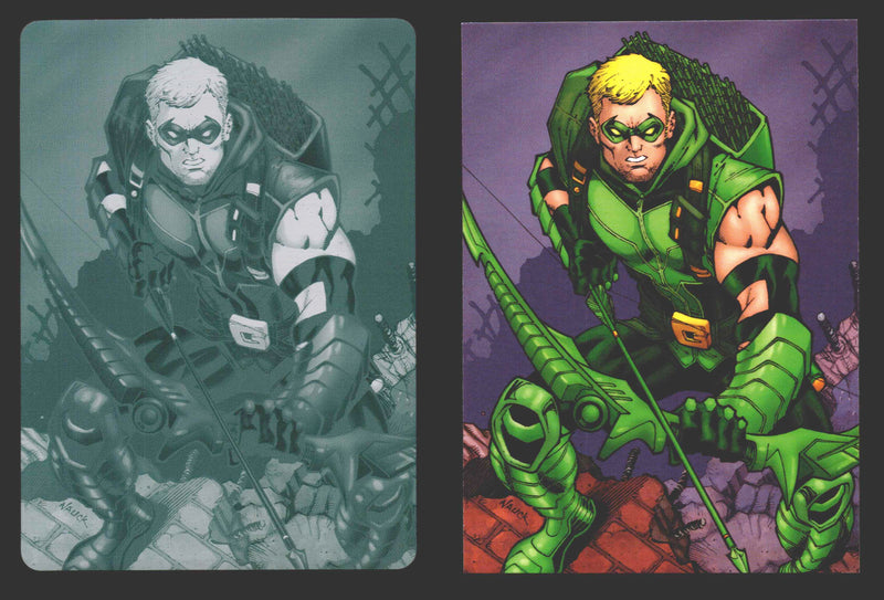 2012 DC Comics The New 52 Base Card Printing Plate 1/1 #23 Green Arrow Cyan   - TvMovieCards.com