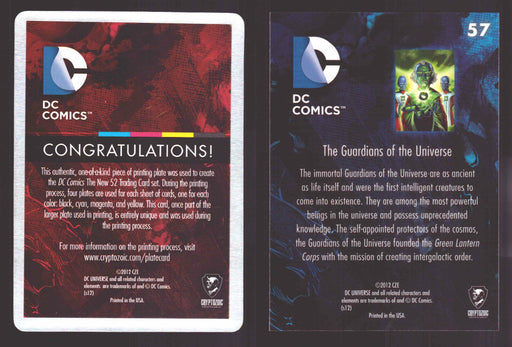 2012 DC Comics The New 52 Base Card Printing Plate #57 Guardians of the Universe   - TvMovieCards.com