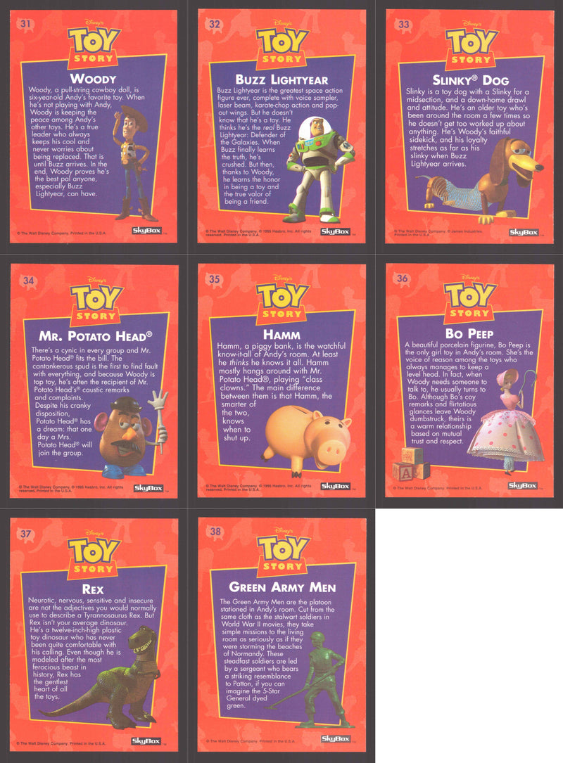 1995 Skybox Toy Story Series 1 Disney Movie 8 Rookie Card Set Buzz Woody - TvMovieCards.com