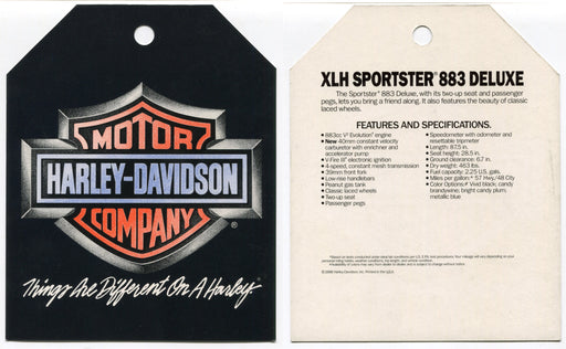 1989 Harley Davidson XLH Sportster 883 Deluxe Dealer Hang Tag   - TvMovieCards.com