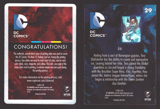 2012 DC Comics The New 52 Base Card Printing Plate 1/1 #29 Ice Yellow   - TvMovieCards.com