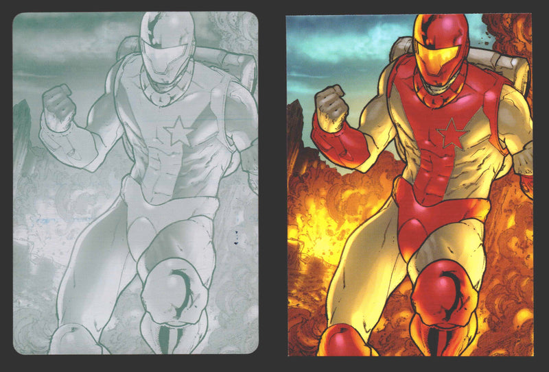 2012 DC Comics The New 52 Base Card Printing Plate #45 Rocket Red Cyan - TvMovieCards.com