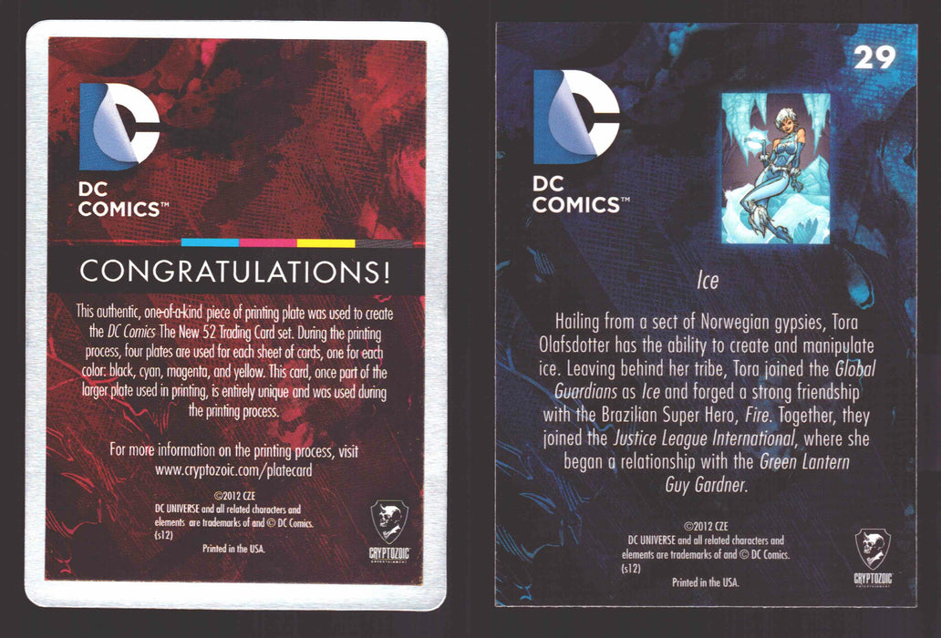 2012 DC Comics The New 52 Base Card Printing Plate 1/1 #29 Ice Magenta   - TvMovieCards.com