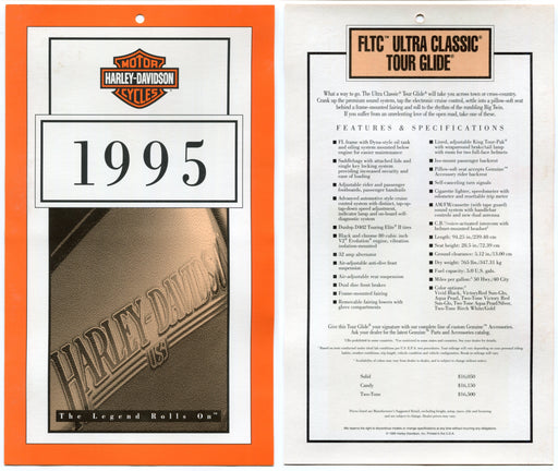 1995 Harley Davidson FLTC Ultra Classic Tour Glide Dealer Showroom Hang Tag   - TvMovieCards.com