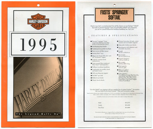 1995 Harley Davidson FXSTS Springer Softail Dealer Showroom Hang Tag   - TvMovieCards.com