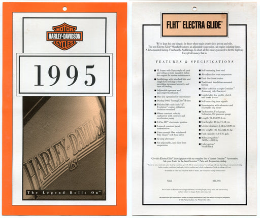 1995 Harley Davidson FLHT Electra Glide Dealer Showroom Hang Tag   - TvMovieCards.com