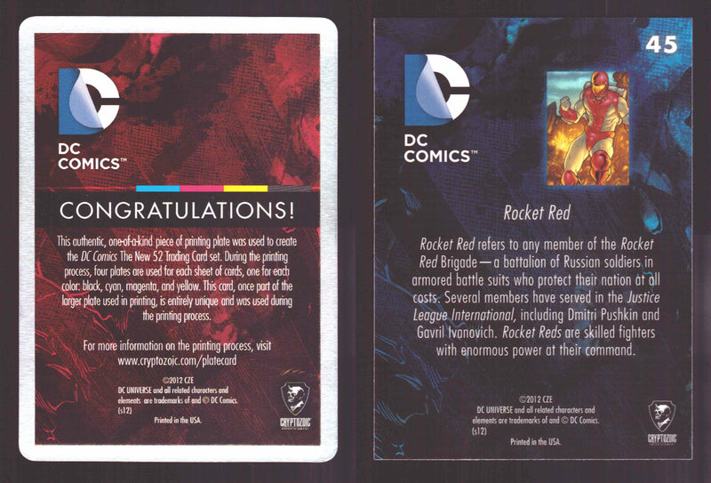 2012 DC Comics The New 52 Base Card Printing Plate #45 Rocket Red Magenta   - TvMovieCards.com