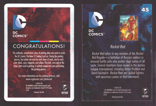 2012 DC Comics The New 52 Base Card Printing Plate #45 Rocket Red Magenta   - TvMovieCards.com