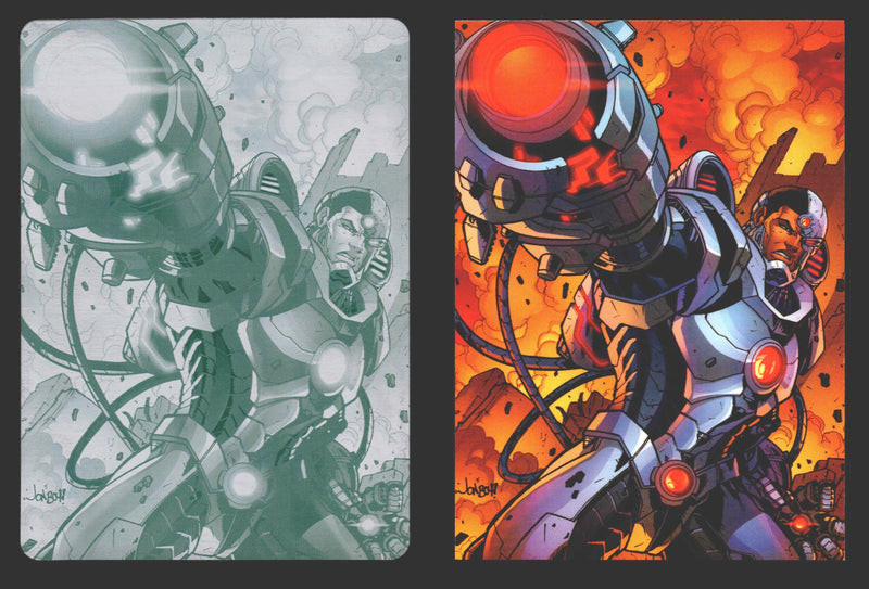 2012 DC Comics The New 52 Base Card Printing Plate 1/1 #14 Cyborg Black   - TvMovieCards.com