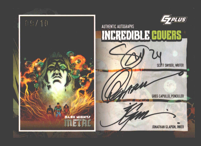2024 CZX Dark Nights Metal Triple Autograph Card Synder / Capullo / Glapion - TvMovieCards.com