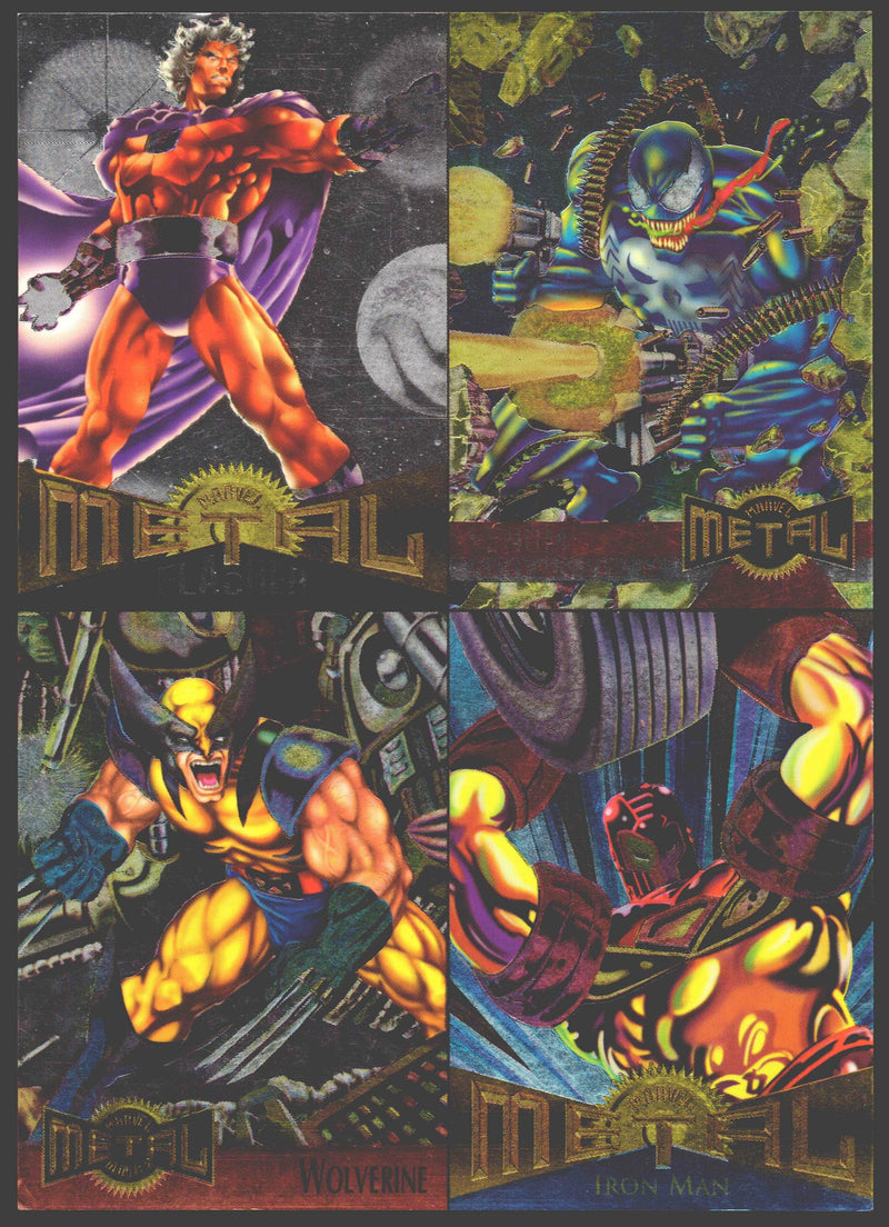 1995 Marvel Metal Inaugural Uncut 4 Card Promo Sheet Fleer Trading Cards