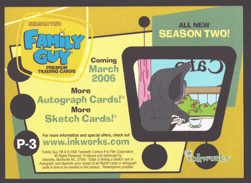 2005 Family Guy TV Show Season 2 Promo Card P3 Inkworks