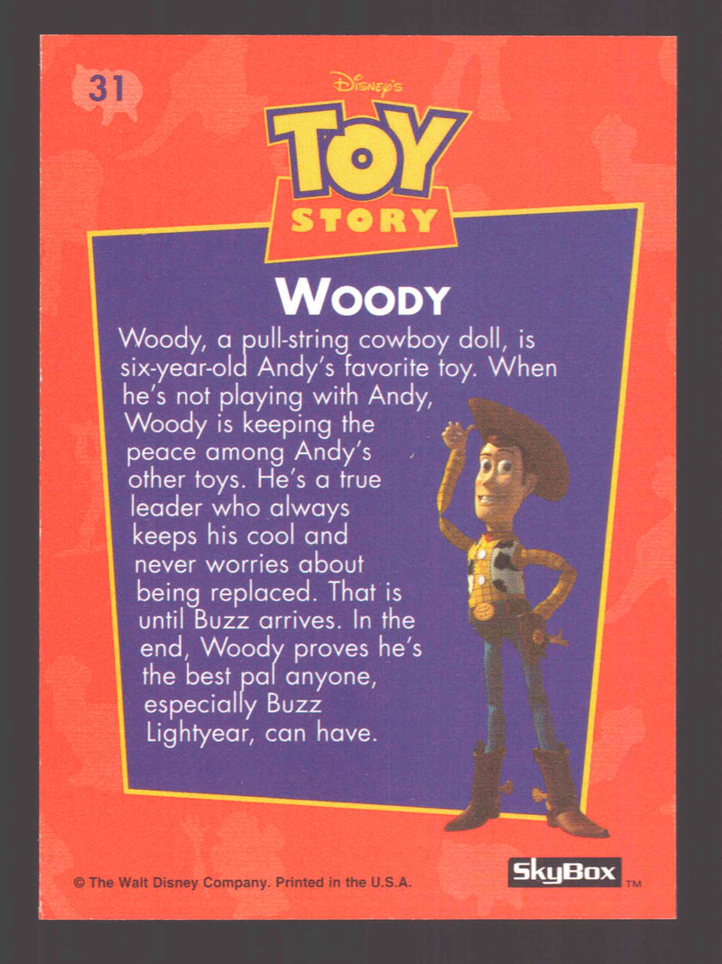 Toy Story Series 1 Disney Movie Woody #31 Rookie Card Skybox 1995