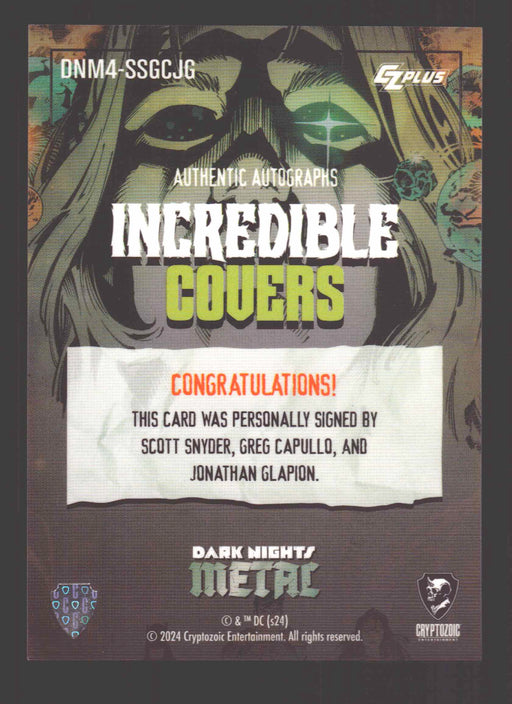 2024 CZX Dark Nights Metal Triple Autograph Card Synder / Capullo / Glapion - TvMovieCards.com