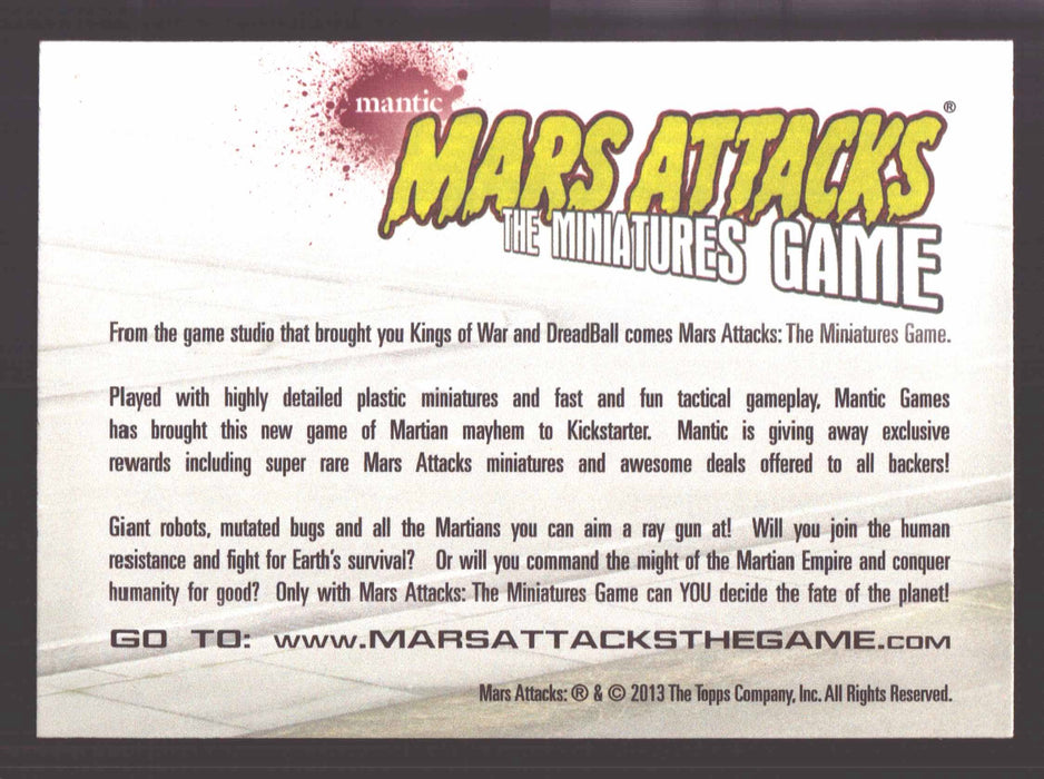 2013 Mars Attacks Invasion Kickstarter Miniatures Game Promo Card