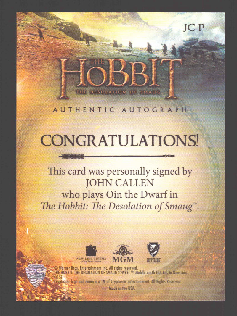 The Hobbit Desolation of Smaug Poster Autograph Card John Callen as Oin JC-P