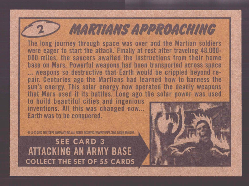 2012 Mars Attacks Heritage Gold Parallel Base Trading Card #2 Martians Approaching - TvMovieCards.com