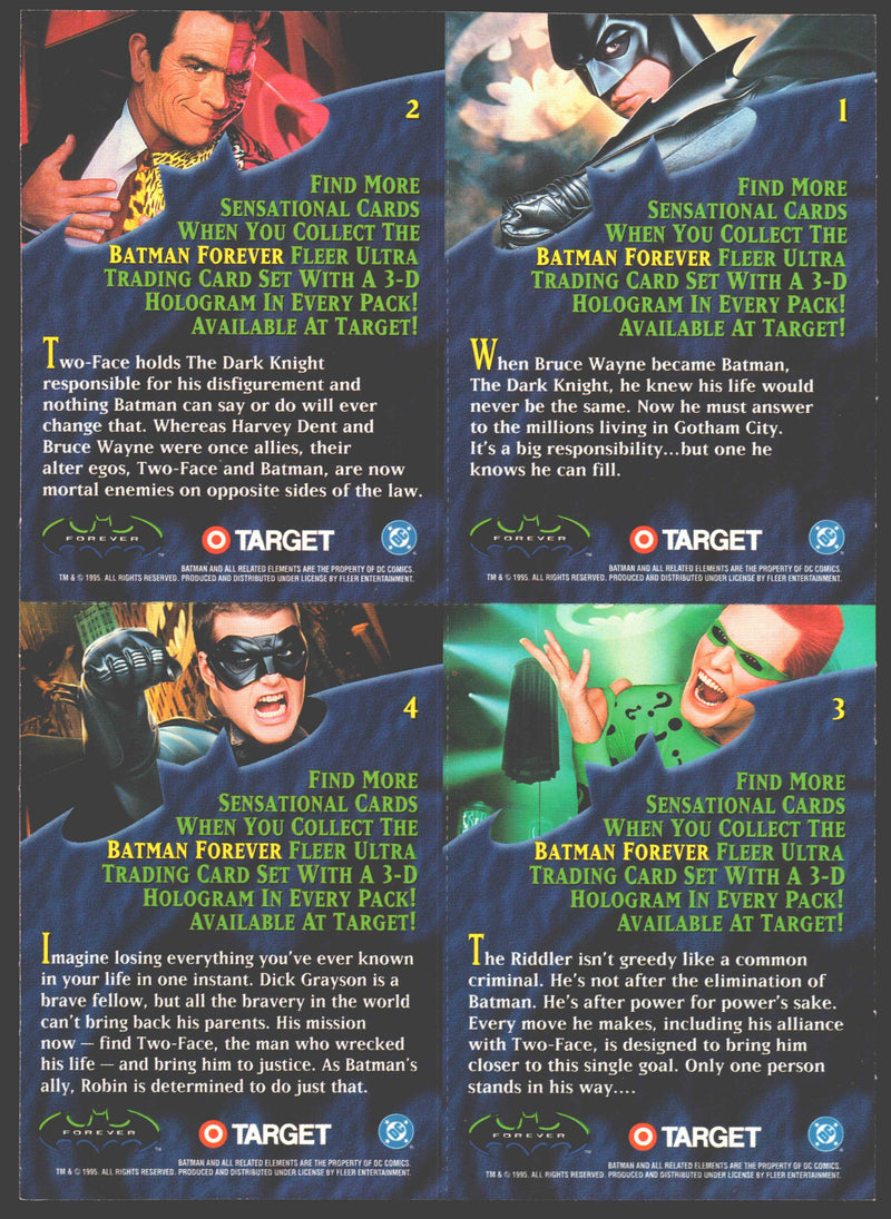 1995 Fleer Ultra Batman Forever Target Promo Two-Face Riddler Robin Card Set