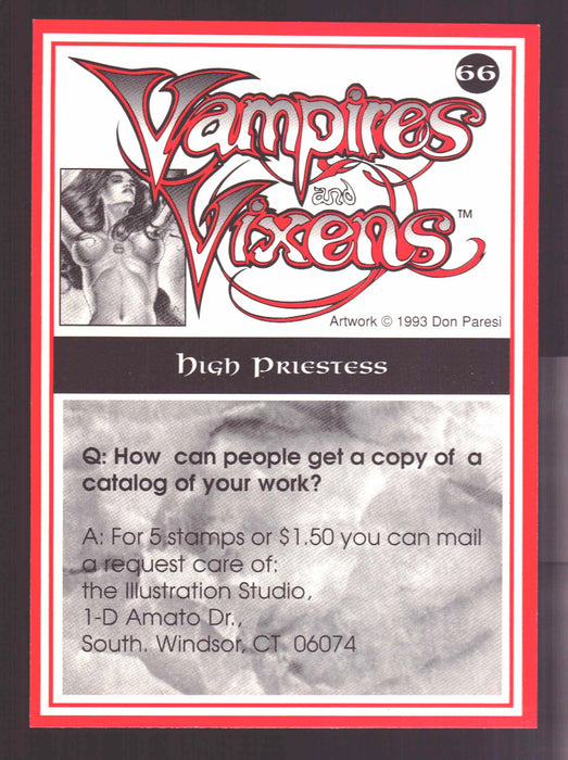 1994 Vampires and Vixens Don Paresi Signed Trading Card #66 High Priestess - TvMovieCards.com