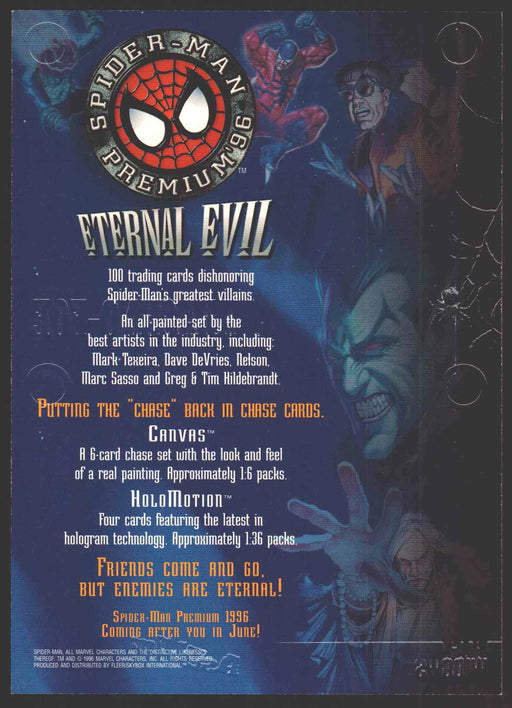 1996 Spiderman Premium Eternal Evil Uncut 4 Card Promo Sheet Fleer Ultra   - TvMovieCards.com