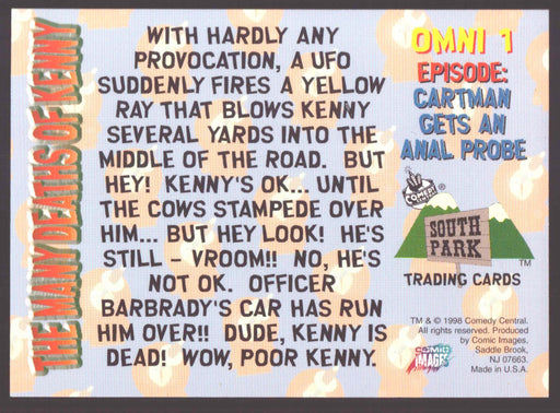 1998 Comic Images South Park The Many Deaths of Kenny OmniChrome OMNI #1 - TvMovieCards.com