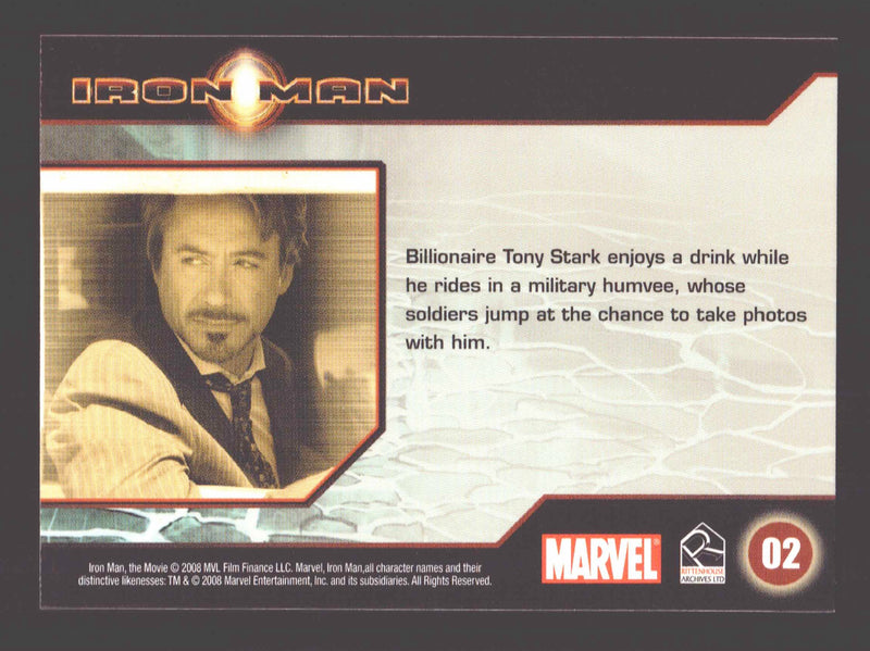2008 Iron Man Movie #2 Trading Card - Billionaire Tony Stark Robert Downey Jr