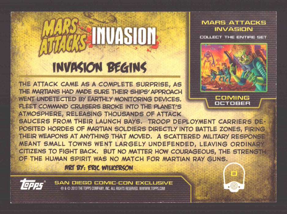 2013 Mars Attacks Invasion Begins San Diego Comic Con SDCC Promo Card #0