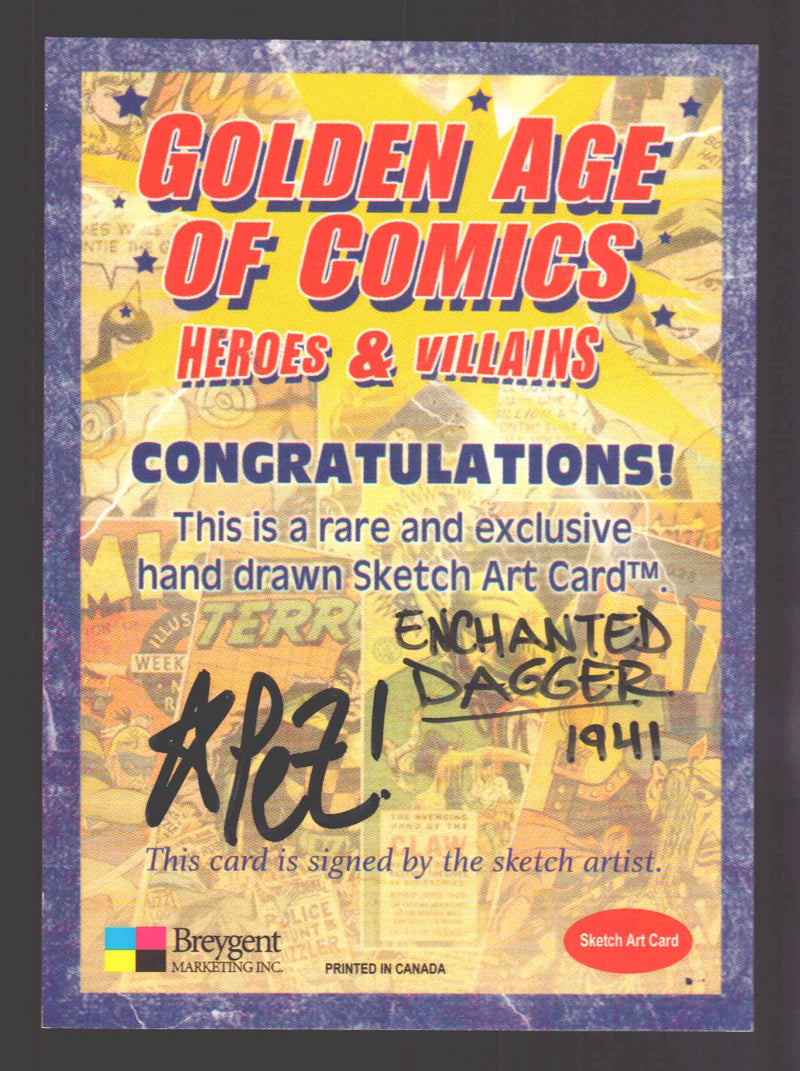 Golden Age of Comics Heroes & Villains Sketch Card Breygent by Daniel "PeZ!" Lop - TvMovieCards.com