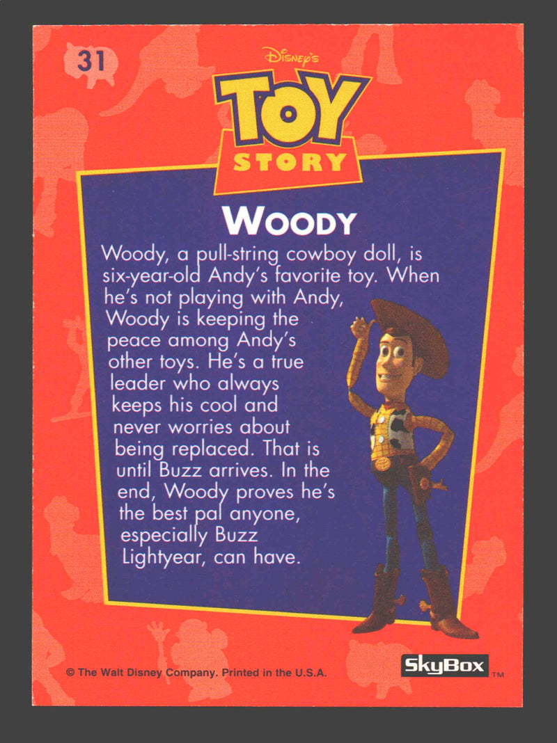 Toy Story Series 1 Disney Movie Woody #31 & Buzz Lightyear #32 Rookie Card Skybox