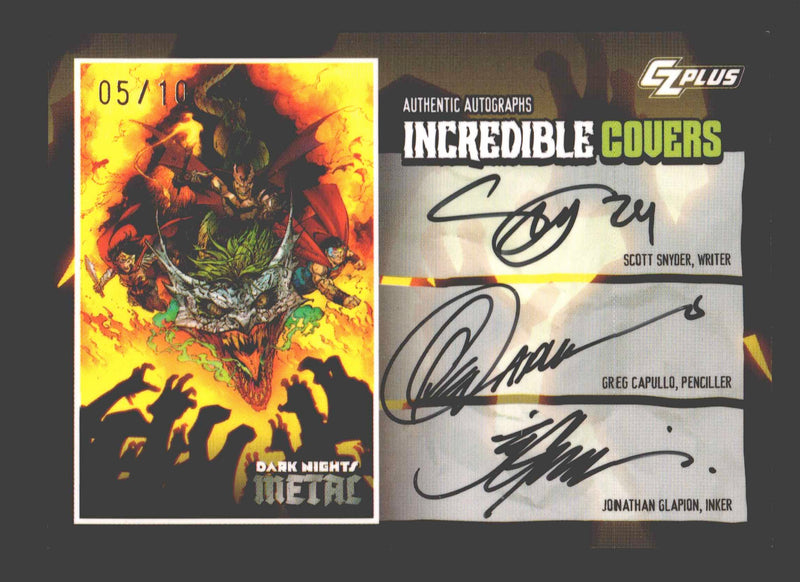 2024 CZX Dark Nights Metal Triple Autograph Card Synder / Capullo / Glapion - TvMovieCards.com