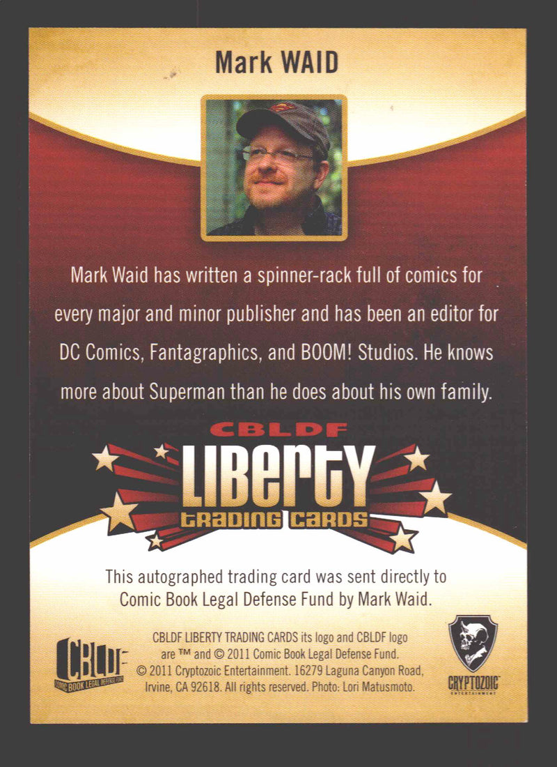 2011 Cryptozoic CBLDF Liberty Artist Mark Waid Autograph Card - TvMovieCards.com