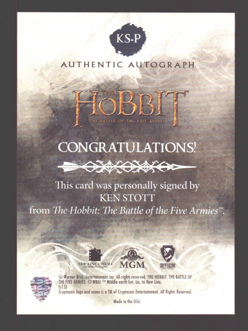 Hobbit Battle of the Five Armies Ken Stott as Balin Autograph Card KS-P