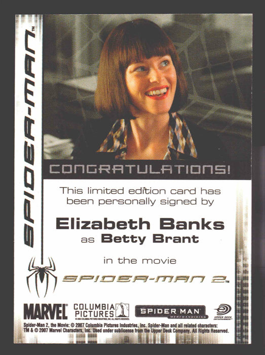 2007 Spider-man 3 Movie Elizabeth Banks as Betty Brant Autograph Trading Card - TvMovieCards.com