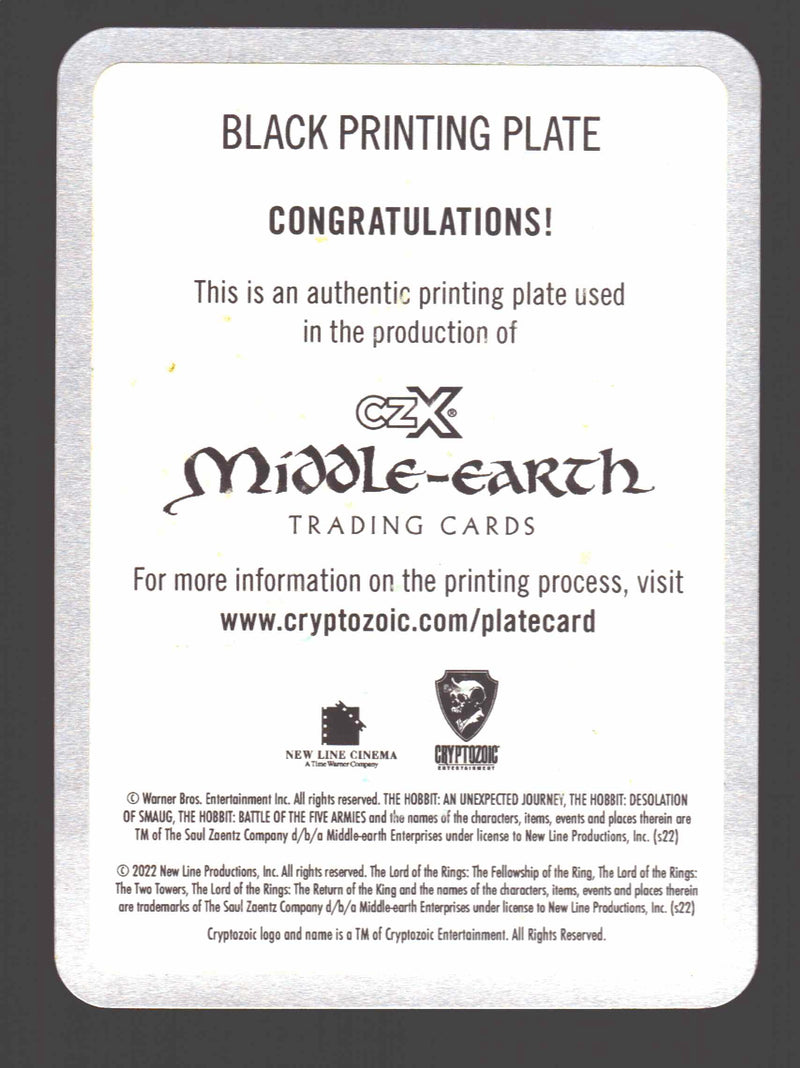 2022 Cryptozoic CZX Middle Earth Film Cel Black Printing Plate