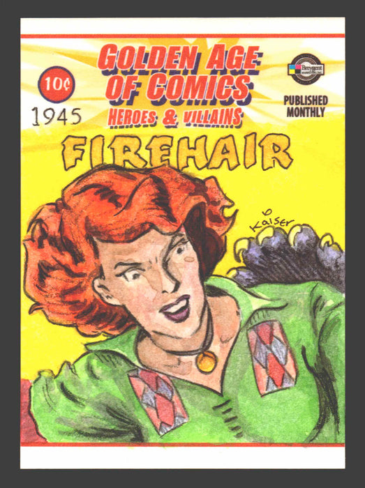 Golden Age of Comics Heroes & Villains Sketch Card Breygent by Rachel Kaiser - TvMovieCards.com