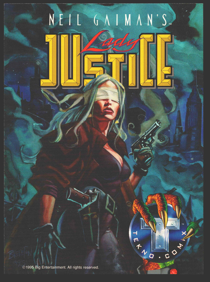 1995 Neil Gaiman's Lady Justice / Teknophage 2-sided Promo Card 5x7 Tekno Comix   - TvMovieCards.com