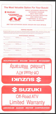 1989 Suzuki Offroad ATV Limited Warranty Contract Paperwork NOS   - TvMovieCards.com