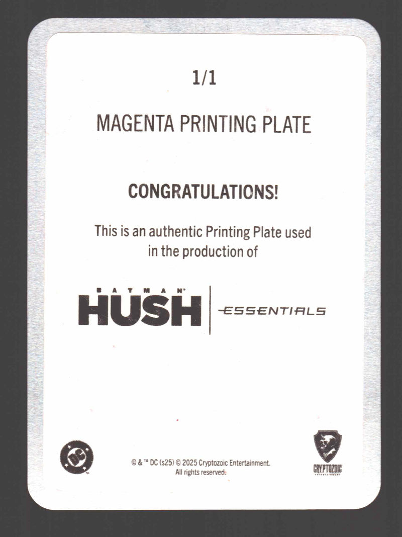 2025 Batman Hush Essentials Magenta Printing Plate Card