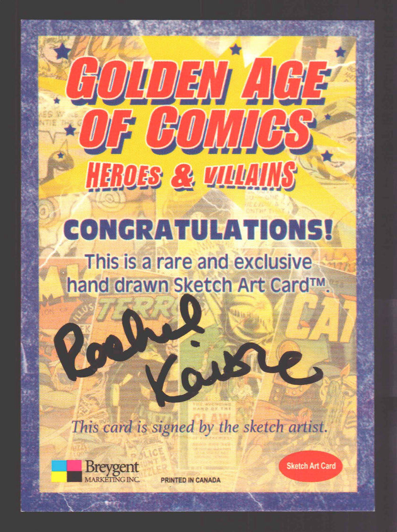 Golden Age of Comics Heroes & Villains Sketch Card Breygent by Rachel Kaiser - TvMovieCards.com