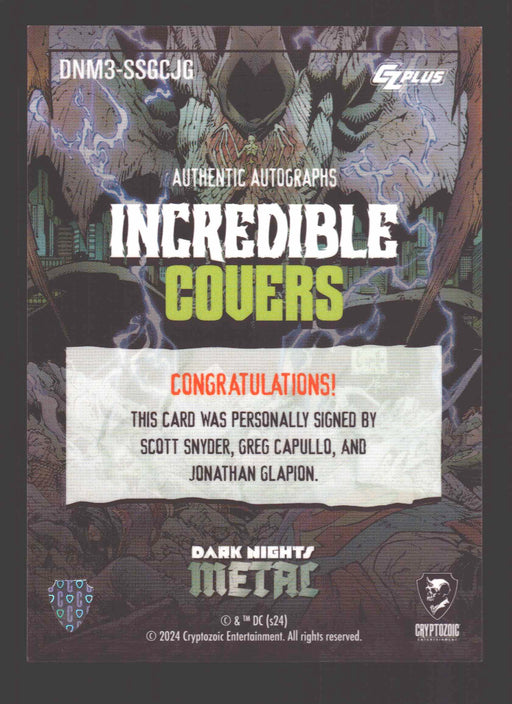 2024 CZX Dark Nights Metal Triple Autograph Card Synder / Capullo / Glapion - TvMovieCards.com