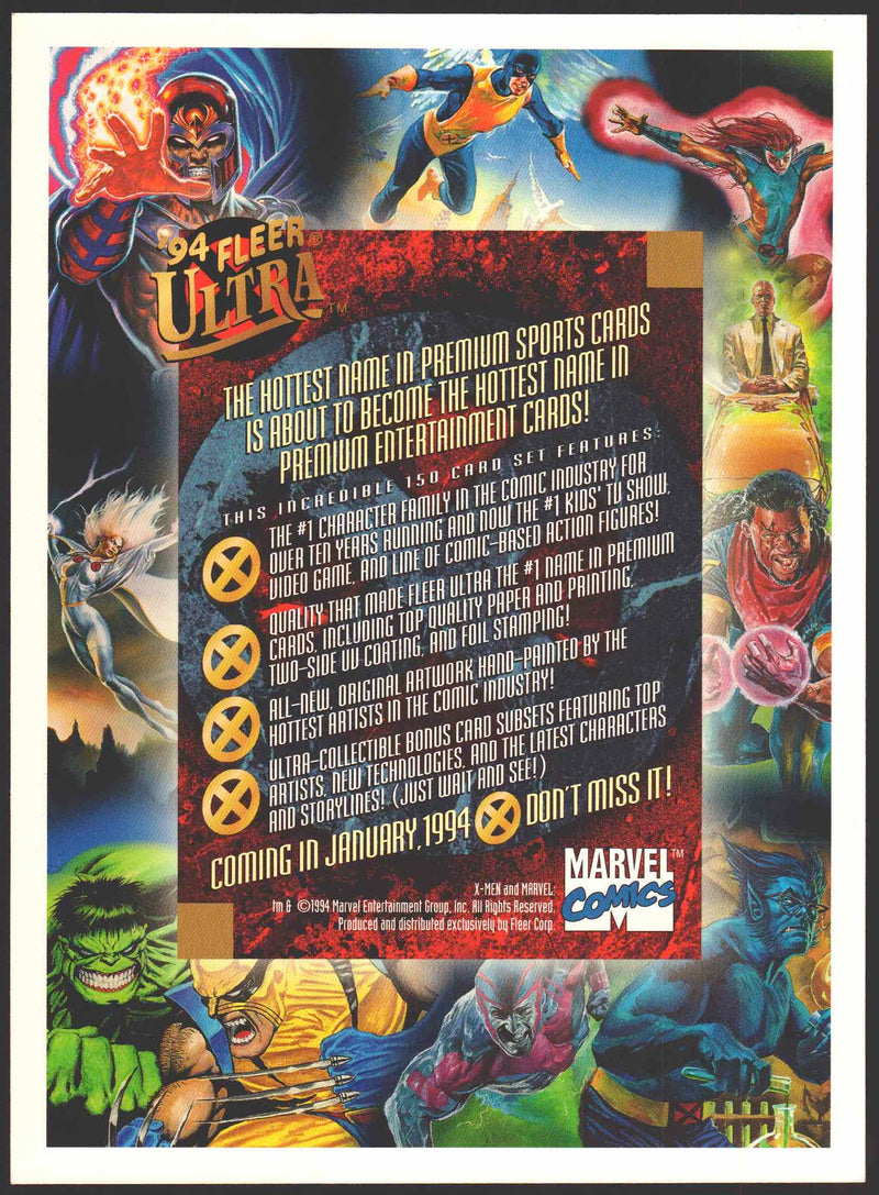 94 fleer ultra x men rare cards 1994 Fleer Ultra X-Men Premiere Edition Uncut 9 Card Promo Sheet