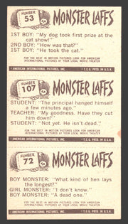 1963 Monster Laffs Midgees Trading Card Panel of 3 Cards #53 #107 #72 - TvMovieCards.com