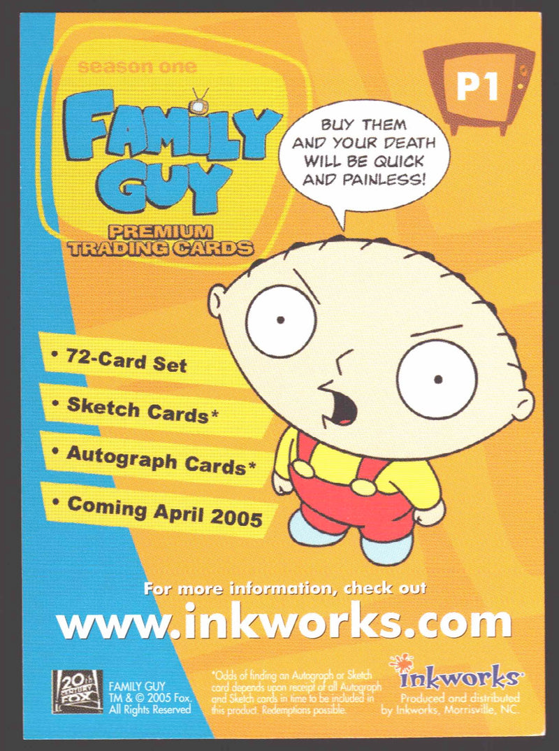 Family Guy Season 1 Promo Card P1 Inkworks 2005