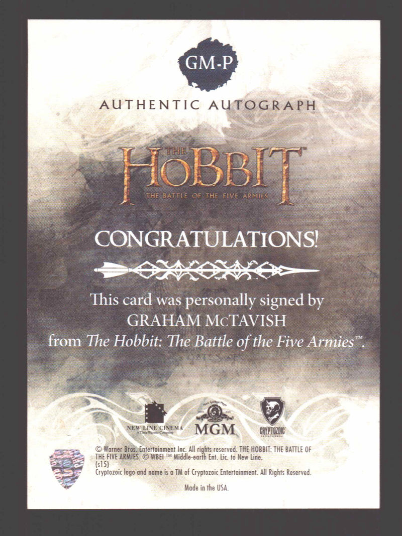 Hobbit Battle of the Five Armies Graham McTavish as Dwalin Autograph Card GM-P