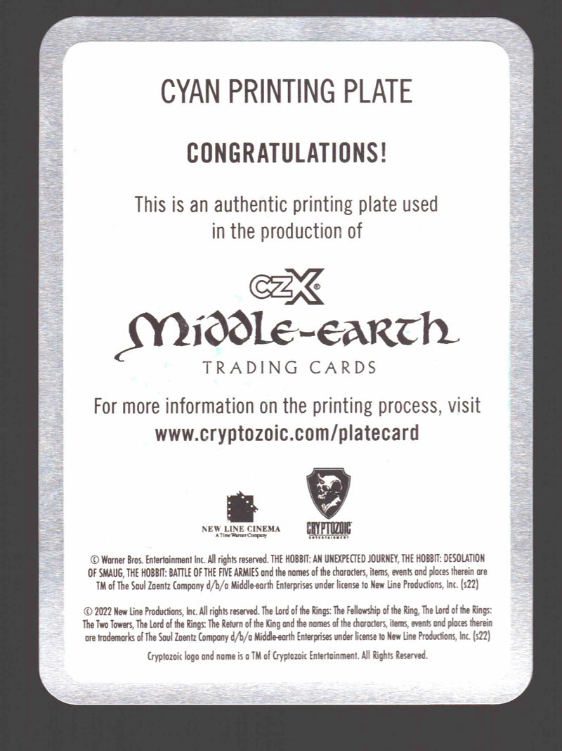 2022 Cryptozoic CZX Middle Earth Film Cel Cyan Printing Plate