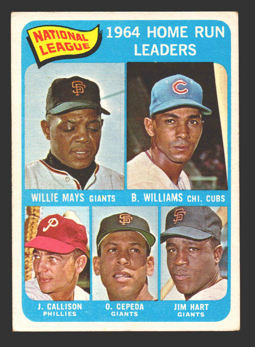 1965 Topps Baseball Card #4 NL 1964 Home Run Leaders Mays / Williams / Callison   - TvMovieCards.com