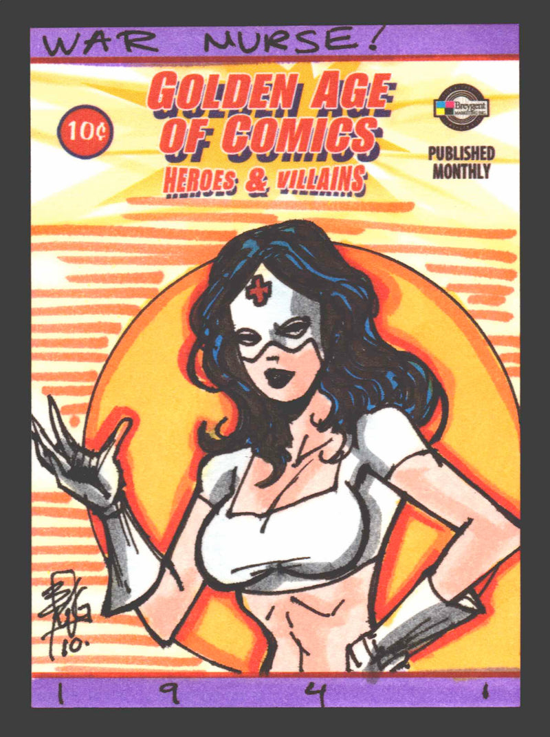 Golden Age of Comics Heroes & Villains Artist Sketch Card Breygent by Brian Kong - TvMovieCards.com